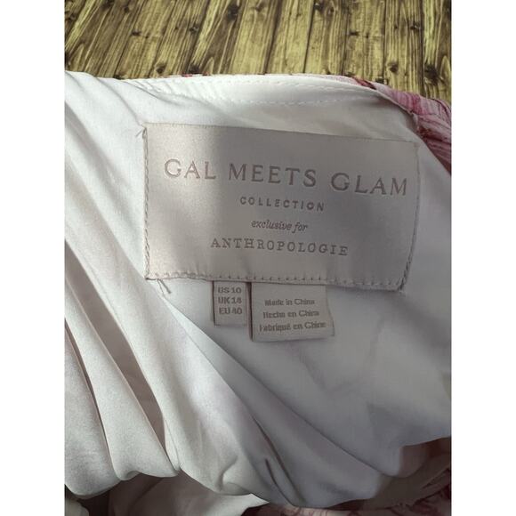 Anthropologie Gal Meets Glam Dress Pink Floral Size 10 Racerback Straps Ruffle - Picture 13 of 13